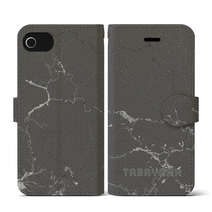 【丹波山（山梨県）】地図柄iPhoneケース（手帳タイプ）モノトーン・iPhone SE（第3 / 第2世代） / 8 / 7 / 6s / 6 用