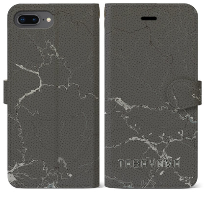 【丹波山（山梨県）】地図柄iPhoneケース（手帳タイプ）モノトーン・iPhone 8Plus /7Plus / 6sPlus / 6Plus 用