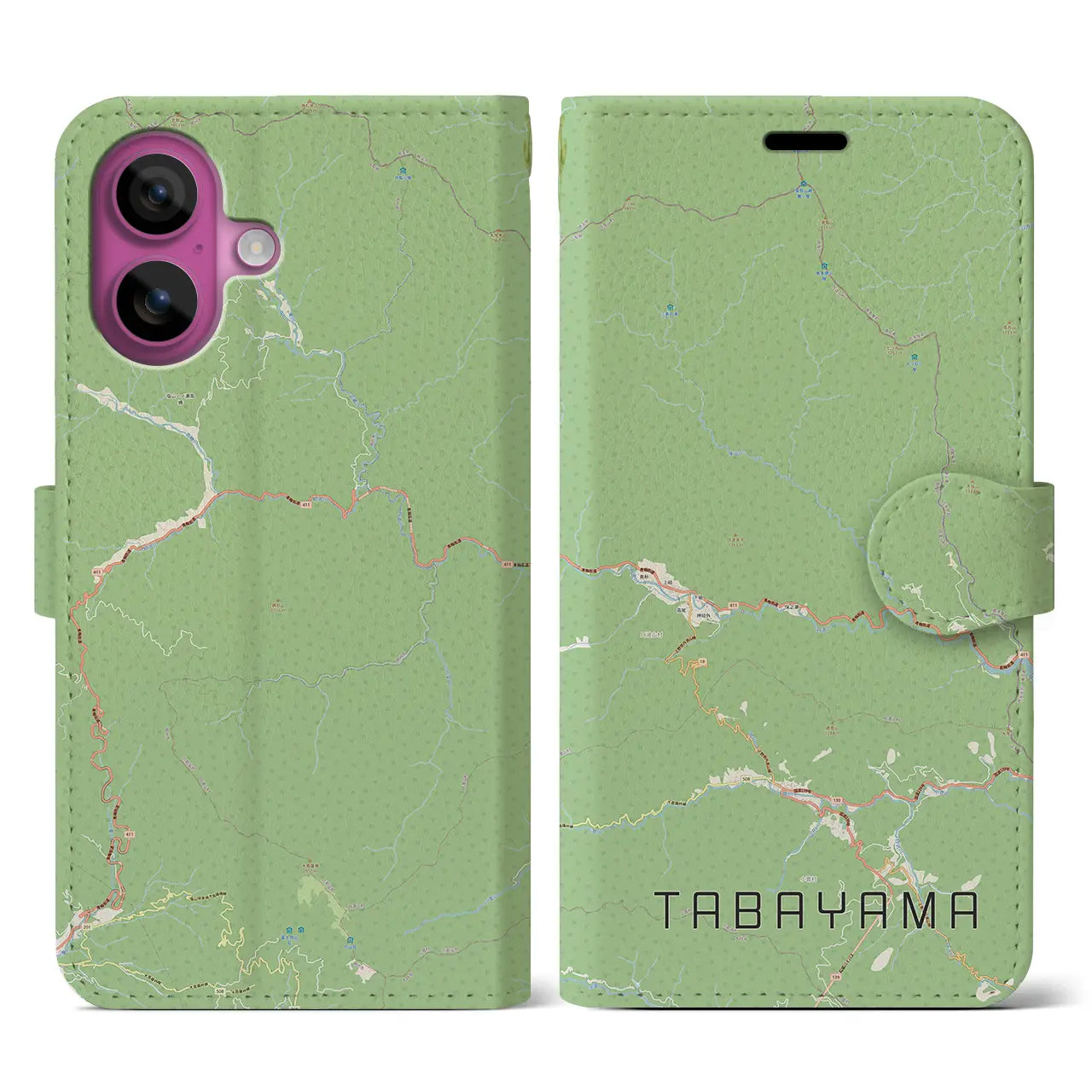 【丹波山（山梨県）】地図柄iPhoneケース（手帳タイプ）ナチュラル・iPhone 16 Pro 用