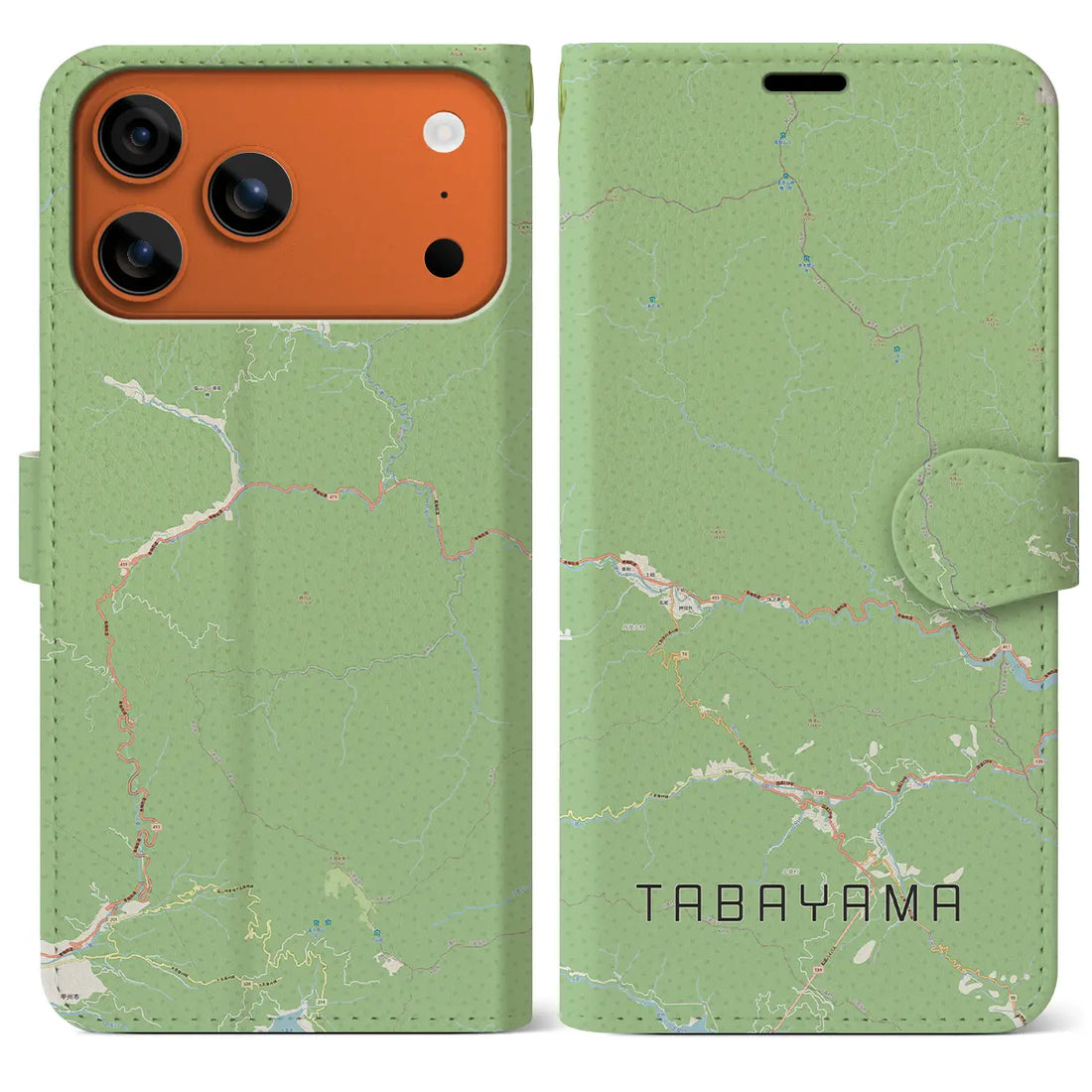 【丹波山（山梨県）】地図柄iPhoneケース（手帳タイプ）ナチュラル・iPhone 17 Pro Max 用