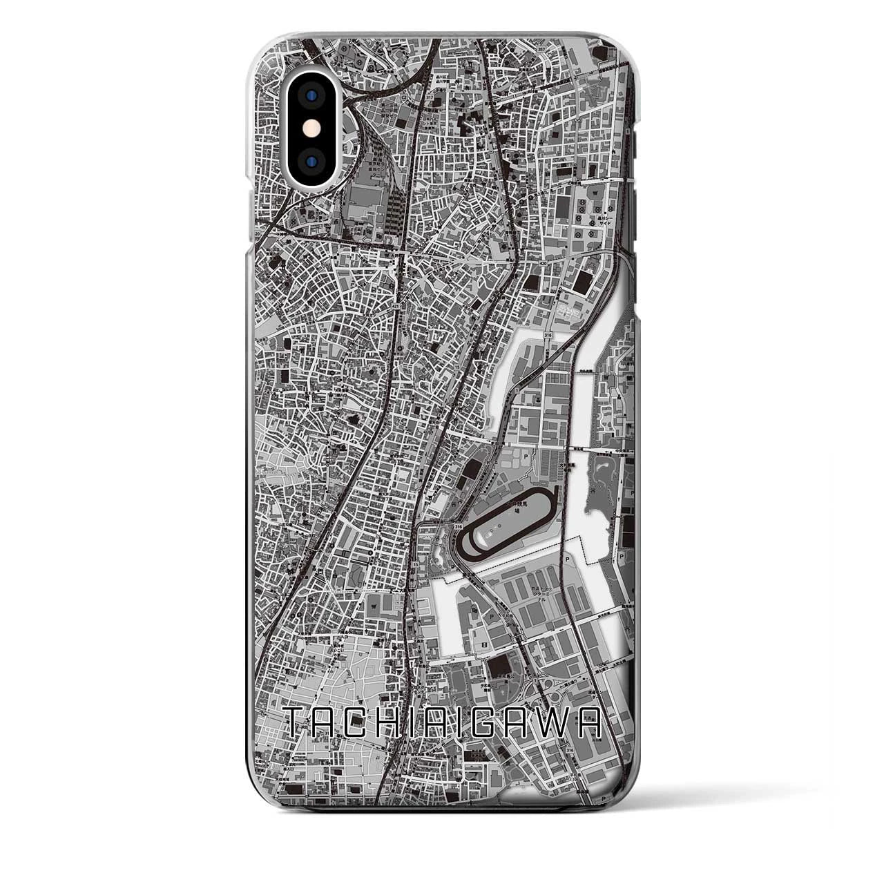 【立会川（東京都）】地図柄iPhoneケース（クリアタイプ）モノトーン・iPhone XS Max 用