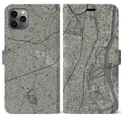 【立会川（東京都）】地図柄iPhoneケース（手帳タイプ）モノトーン・iPhone 11 Pro Max 用