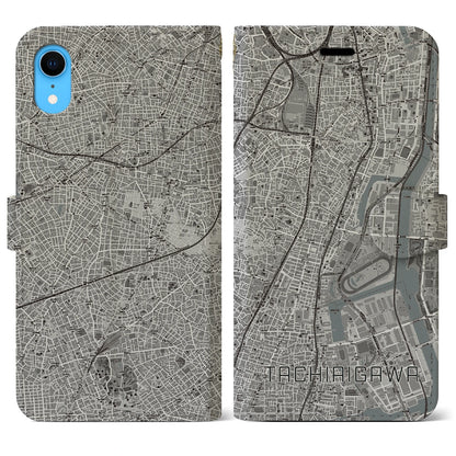 【立会川（東京都）】地図柄iPhoneケース（手帳タイプ）モノトーン・iPhone XR 用