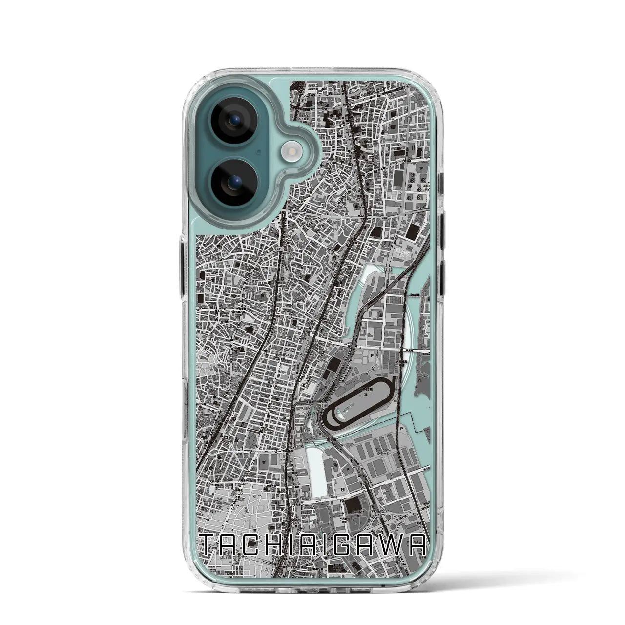 【立会川（東京都）】地図柄iPhoneケース（MagSafeタイプ）モノトーン・iPhone 16 Pro 用