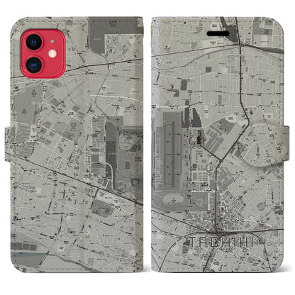 【立飛（東京都）】地図柄iPhoneケース（手帳タイプ）モノトーン・iPhone 11 用