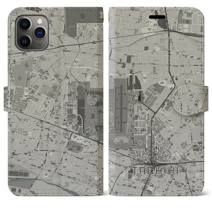 【立飛（東京都）】地図柄iPhoneケース（手帳タイプ）モノトーン・iPhone 11 Pro Max 用