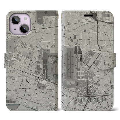 【立飛（東京都）】地図柄iPhoneケース（手帳タイプ）モノトーン・iPhone 14 用