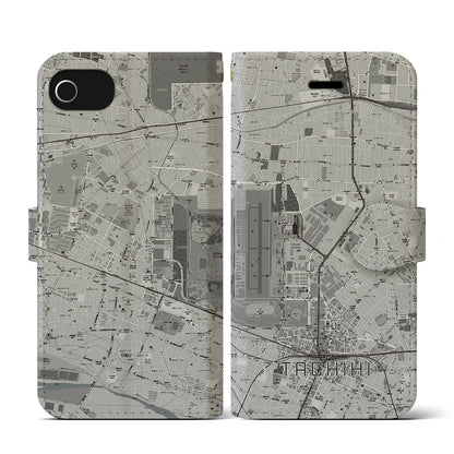 【立飛（東京都）】地図柄iPhoneケース（手帳タイプ）モノトーン・iPhone SE（第3 / 第2世代） / 8 / 7 / 6s / 6 用