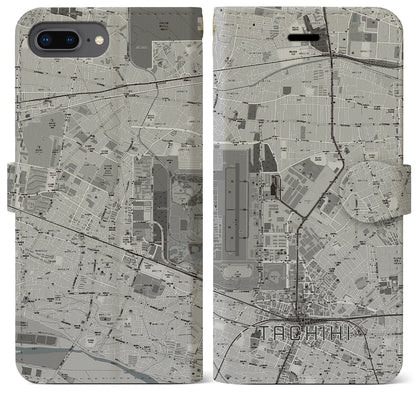 【立飛（東京都）】地図柄iPhoneケース（手帳タイプ）モノトーン・iPhone 8Plus /7Plus / 6sPlus / 6Plus 用