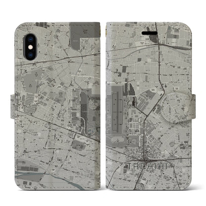 【立飛（東京都）】地図柄iPhoneケース（手帳タイプ）モノトーン・iPhone XS / X 用