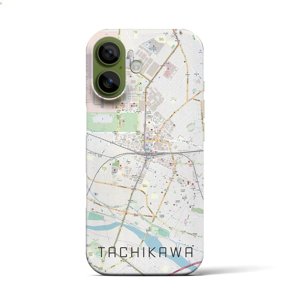 【立川（東京都）】地図柄iPhoneケース（バックカバータイプ）ブラック・iPhone 17 Pro Max 用