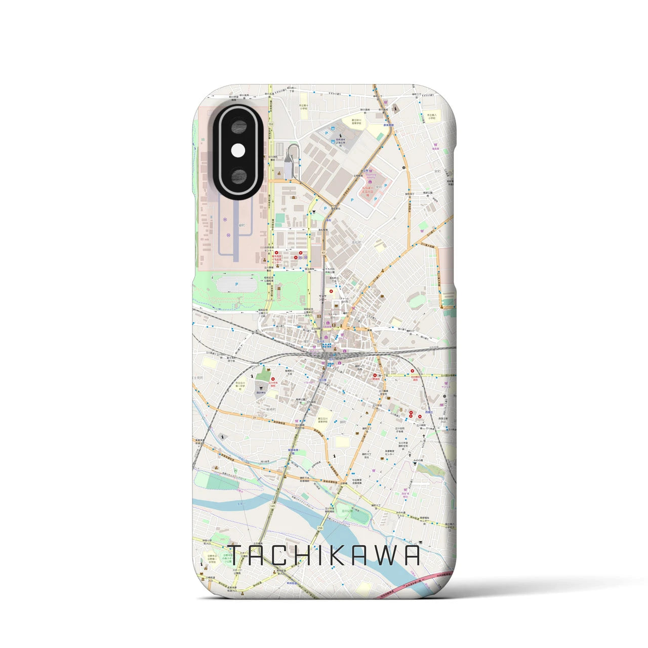 【立川（東京都）】地図柄iPhoneケース（バックカバータイプ）ナチュラル・iPhone XS / X 用