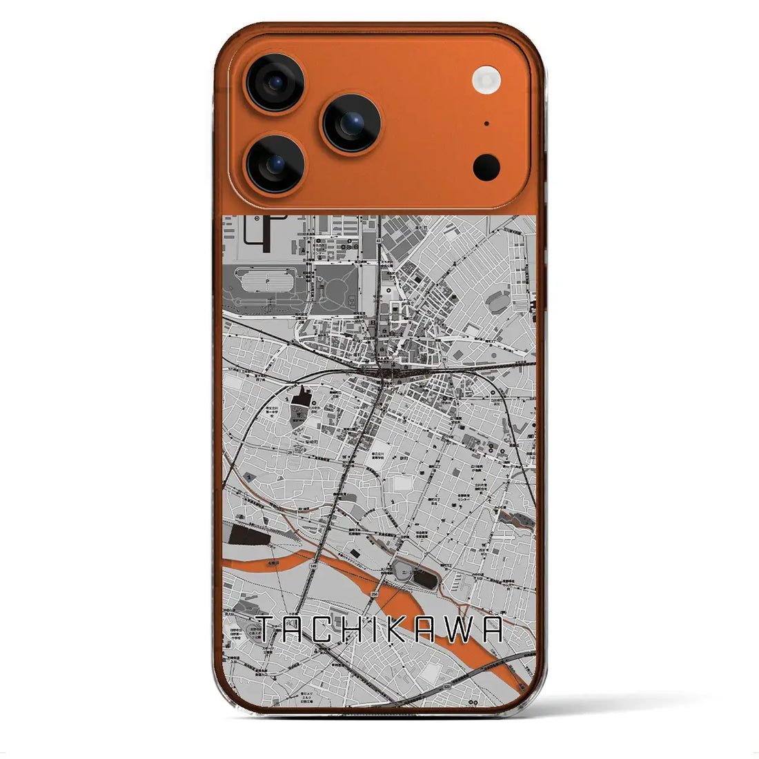 【立川（東京都）】地図柄iPhoneケース（クリアタイプ）モノトーン・iPhone 17 Pro Max 用