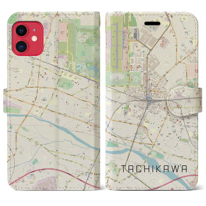 【立川（東京都）】地図柄iPhoneケース（手帳タイプ）ナチュラル・iPhone 11 用