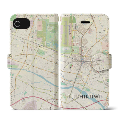 【立川（東京都）】地図柄iPhoneケース（手帳タイプ）ナチュラル・iPhone SE（第3 / 第2世代） / 8 / 7 / 6s / 6 用