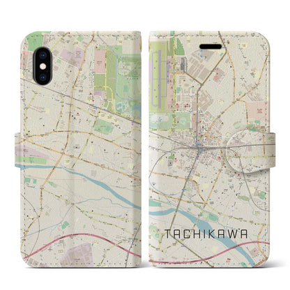 【立川（東京都）】地図柄iPhoneケース（手帳タイプ）ナチュラル・iPhone XS / X 用