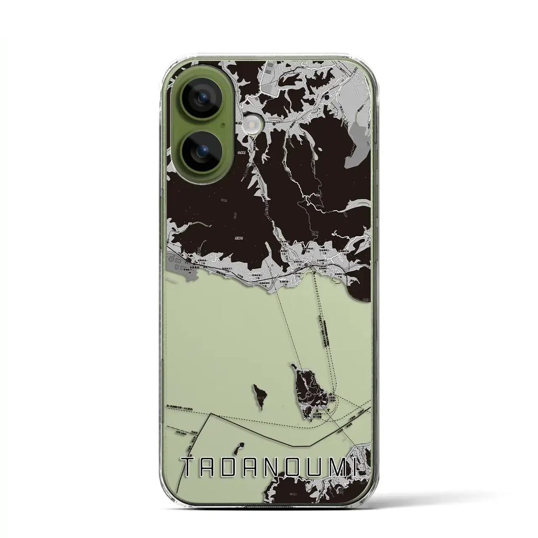 【忠海（広島県）】地図柄iPhoneケース（クリアタイプ）モノトーン・iPhone 17 Pro Max 用