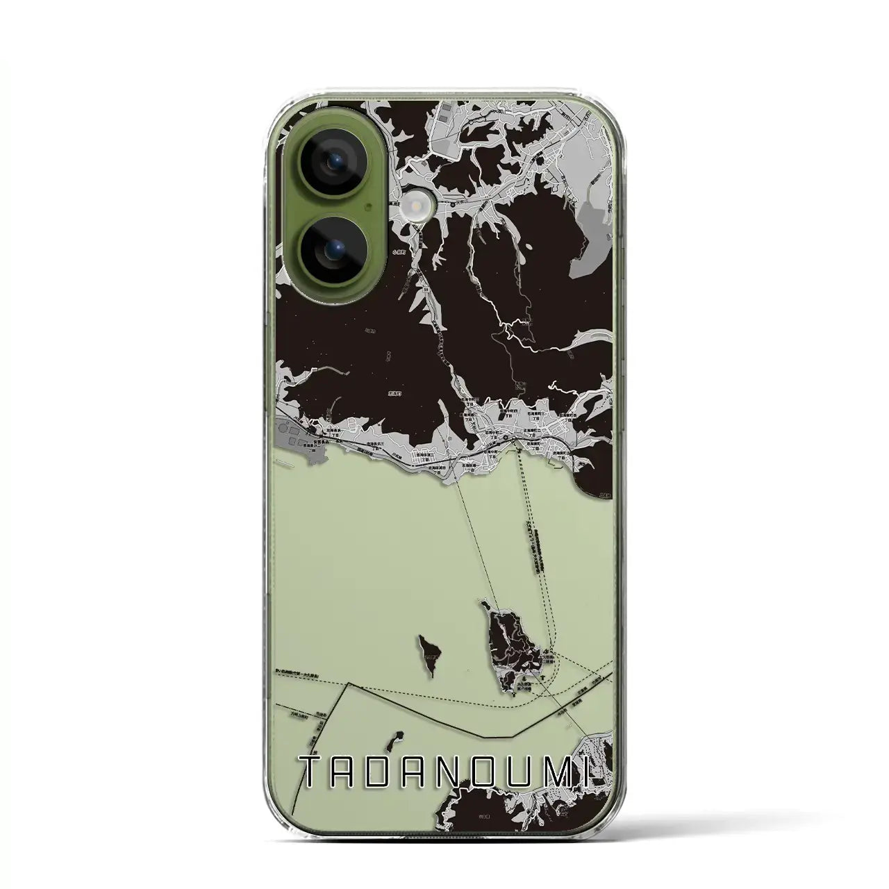 【忠海（広島県）】地図柄iPhoneケース（クリアタイプ）モノトーン・iPhone 17 Pro Max 用