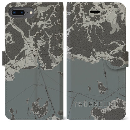 【忠海（広島県）】地図柄iPhoneケース（手帳タイプ）モノトーン・iPhone 8Plus /7Plus / 6sPlus / 6Plus 用