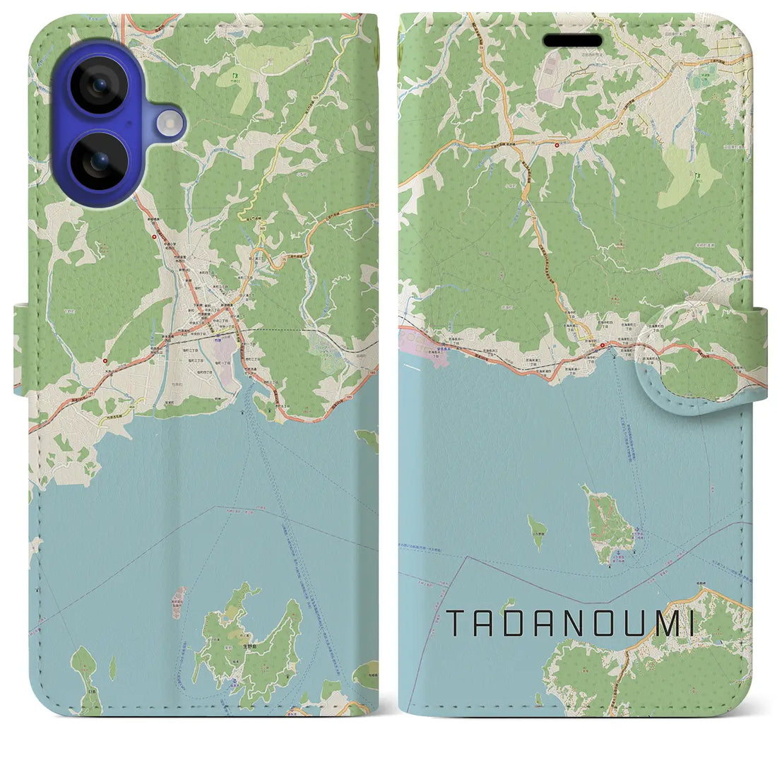 【忠海（広島県）】地図柄iPhoneケース（手帳タイプ）ナチュラル・iPhone 16 Pro Max 用