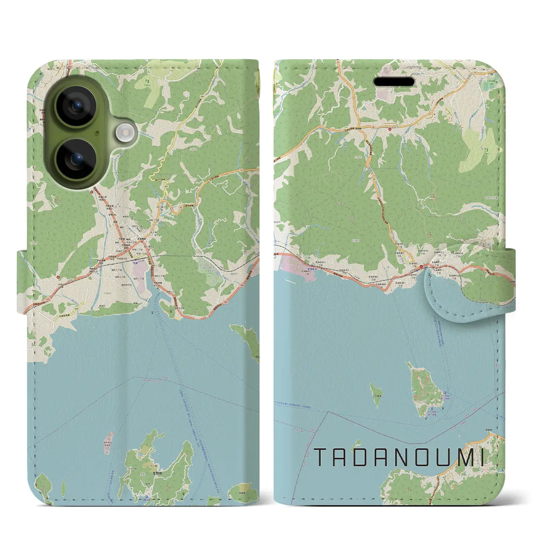 【忠海(広島県)】地図柄iPhoneケース(手帳タイプ)ナチュラル・iPhone 17 Pro Max 用