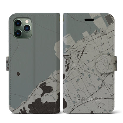 【多度津（香川県）】地図柄iPhoneケース（手帳タイプ）モノトーン・iPhone 11 Pro 用