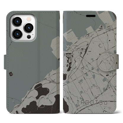 【多度津（香川県）】地図柄iPhoneケース（手帳タイプ）モノトーン・iPhone 13 Pro 用