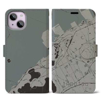 【多度津（香川県）】地図柄iPhoneケース（手帳タイプ）モノトーン・iPhone 14 用