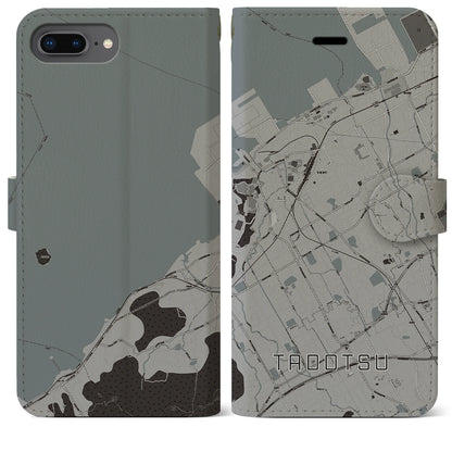 【多度津（香川県）】地図柄iPhoneケース（手帳タイプ）モノトーン・iPhone 8Plus /7Plus / 6sPlus / 6Plus 用