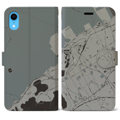 【多度津（香川県）】地図柄iPhoneケース（手帳タイプ）モノトーン・iPhone XR 用