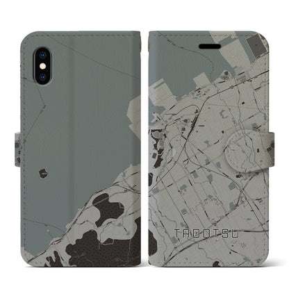 【多度津（香川県）】地図柄iPhoneケース（手帳タイプ）モノトーン・iPhone XS / X 用