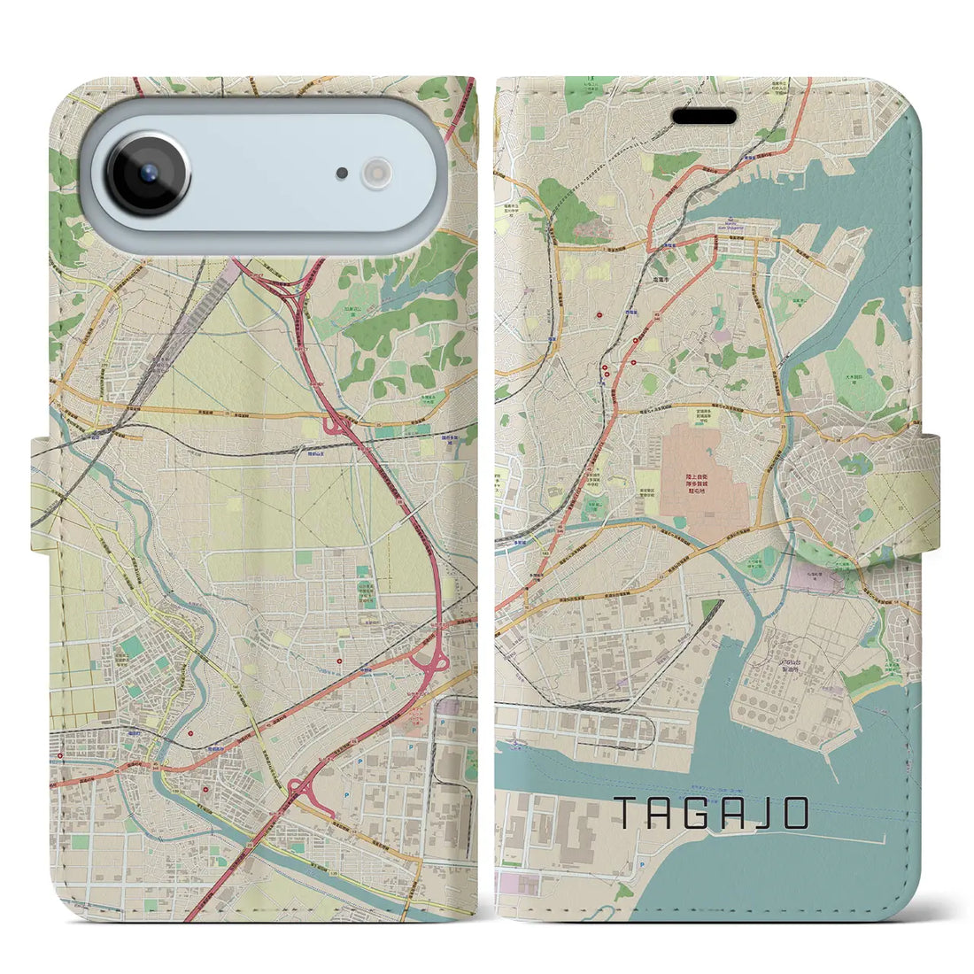 【多賀城（宮城県）】地図柄iPhoneケース（手帳タイプ）ナチュラル・iPhone 17 Pro Max 用