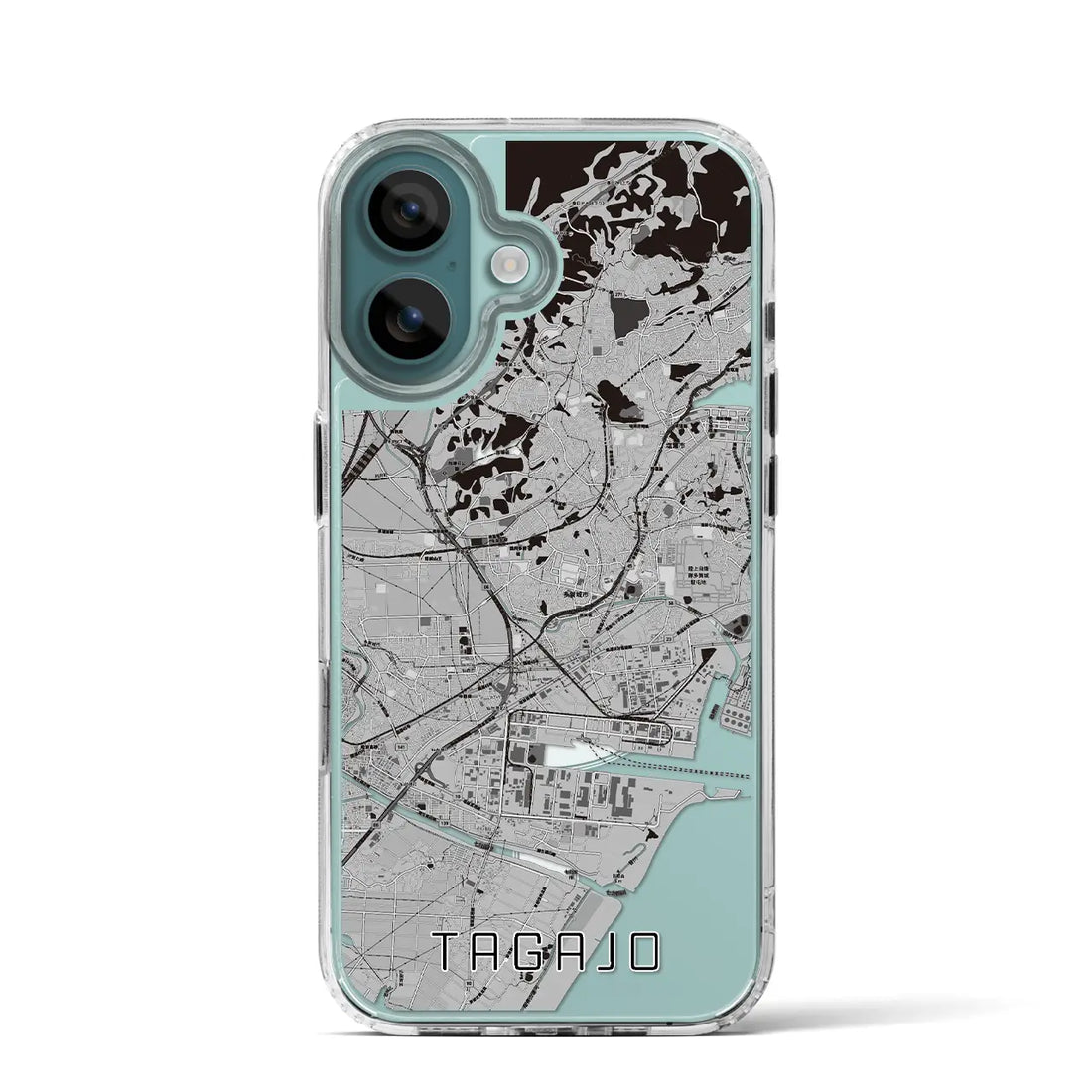 【多賀城(宮城県)】地図柄iPhoneケース(MagSafeタイプ)モノトーン・iPhone 16 Pro 用