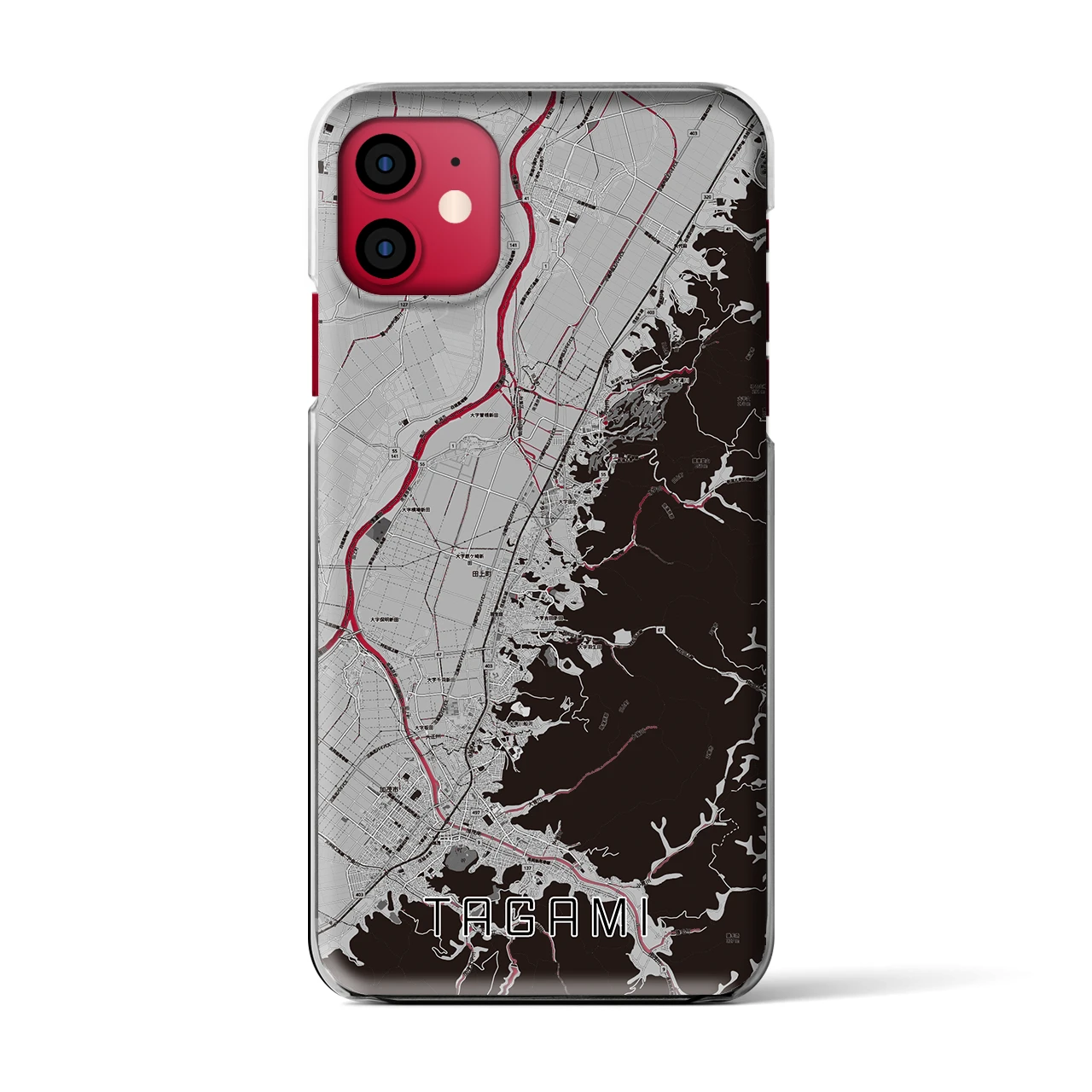 【田上（新潟県）】地図柄iPhoneケース（クリアタイプ）モノトーン・iPhone 11 用