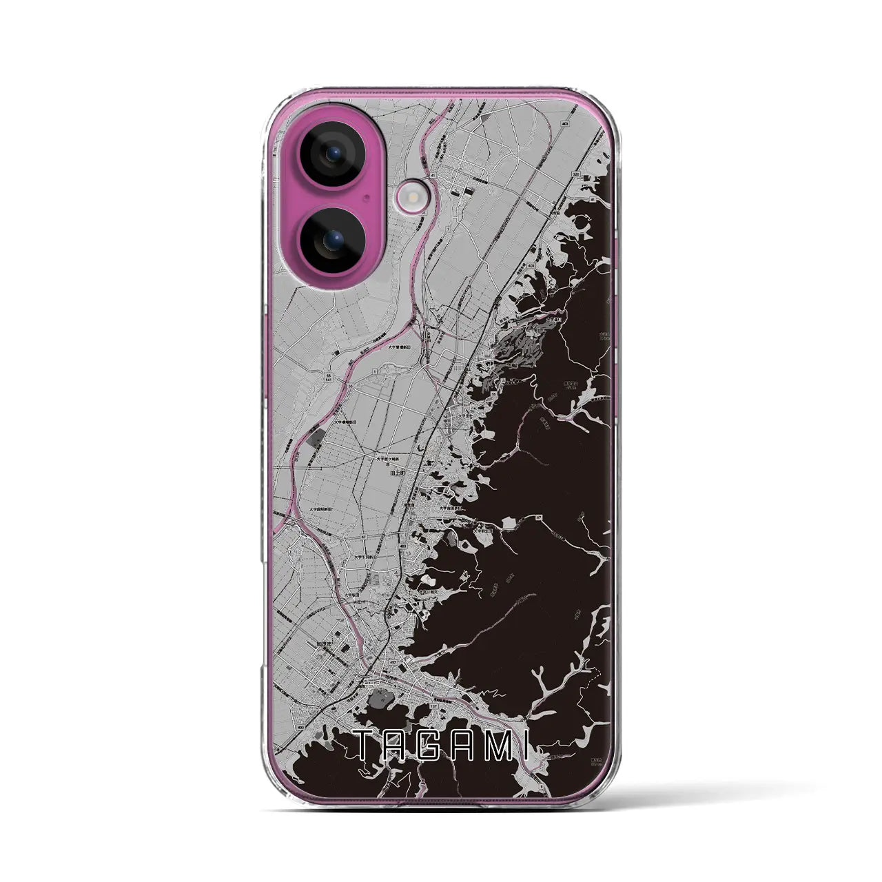 【田上（新潟県）】地図柄iPhoneケース（クリアタイプ）モノトーン・iPhone 16 Pro 用