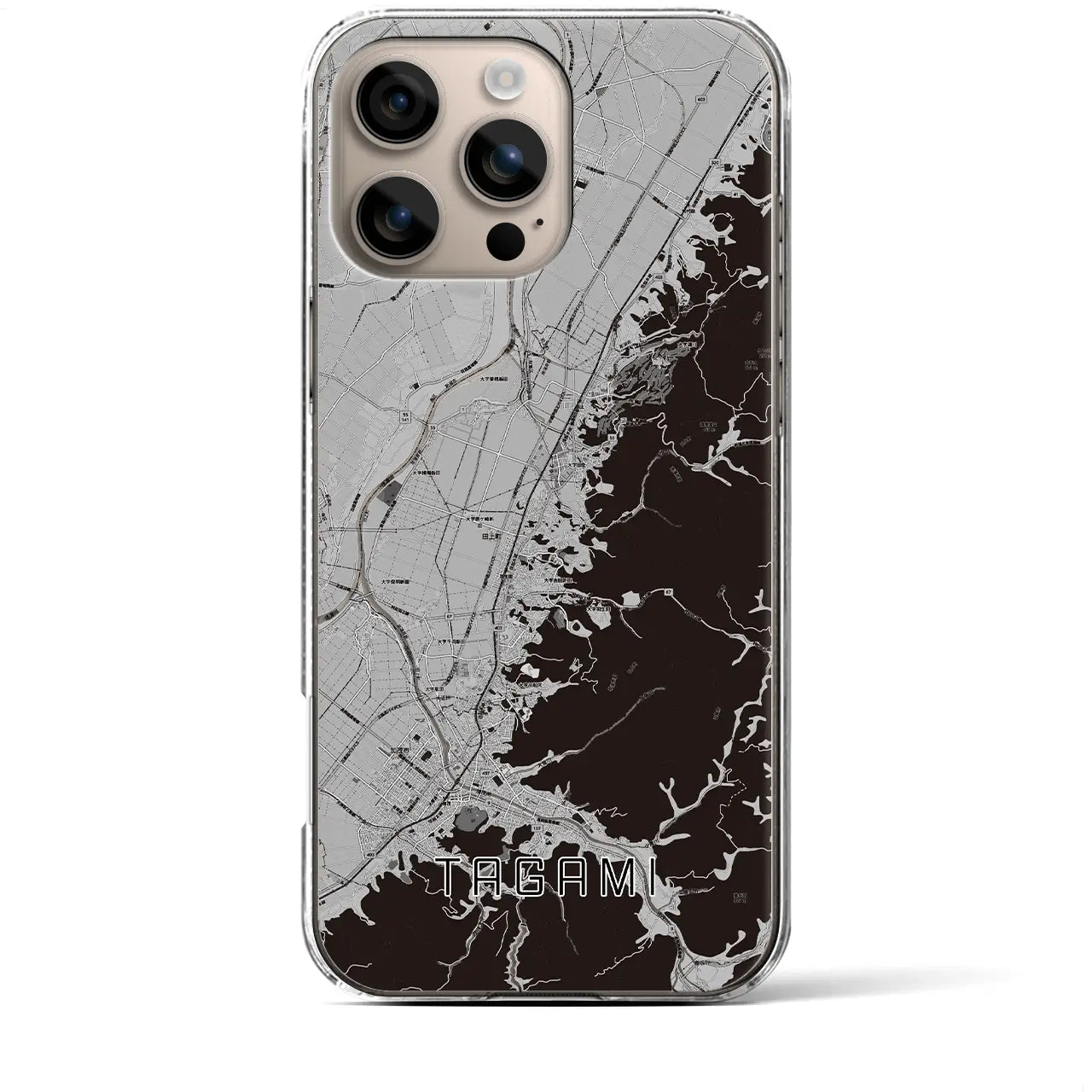 【田上（新潟県）】地図柄iPhoneケース（クリアタイプ）モノトーン・iPhone 16 Plus 用
