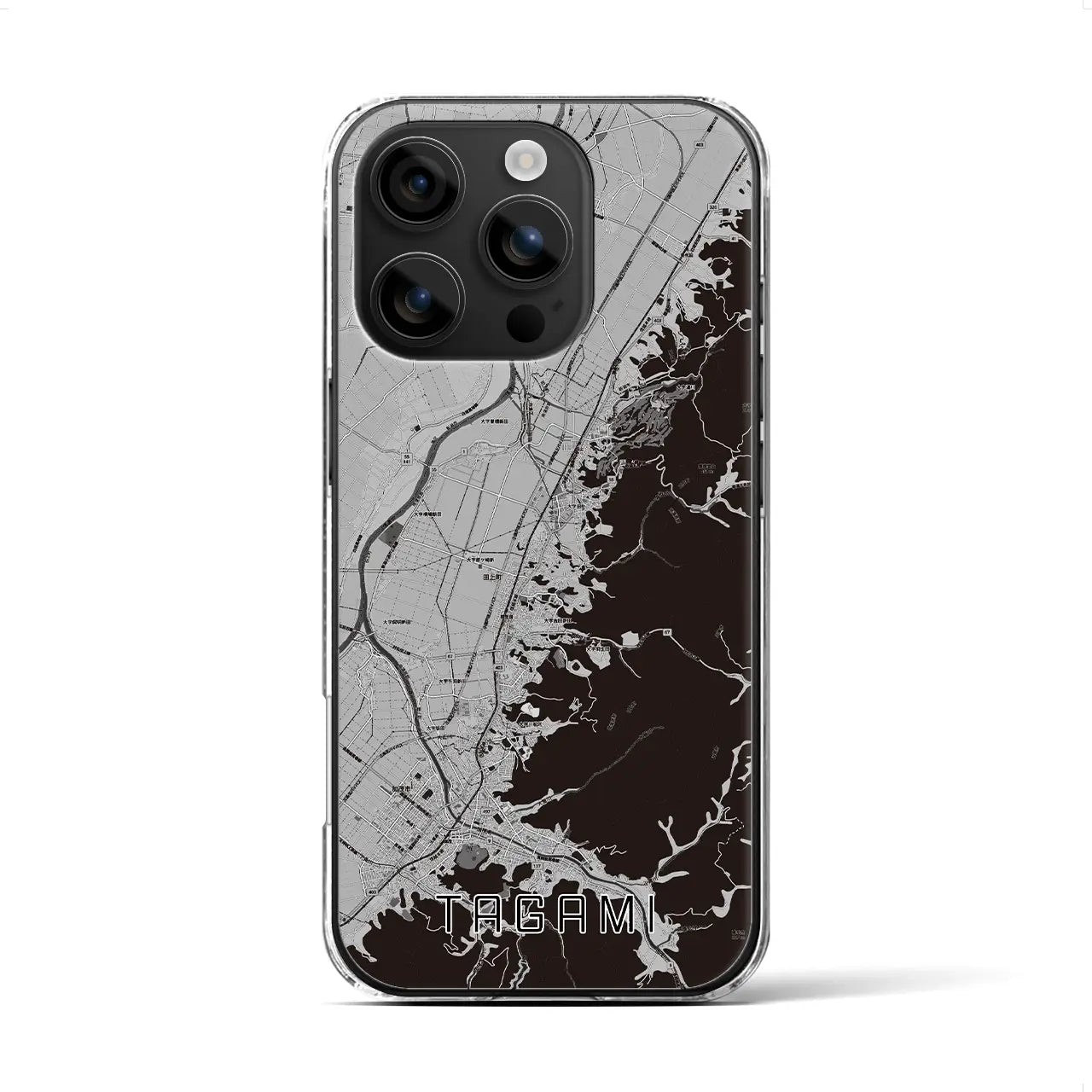 【田上（新潟県）】地図柄iPhoneケース（クリアタイプ）モノトーン・iPhone 16 用