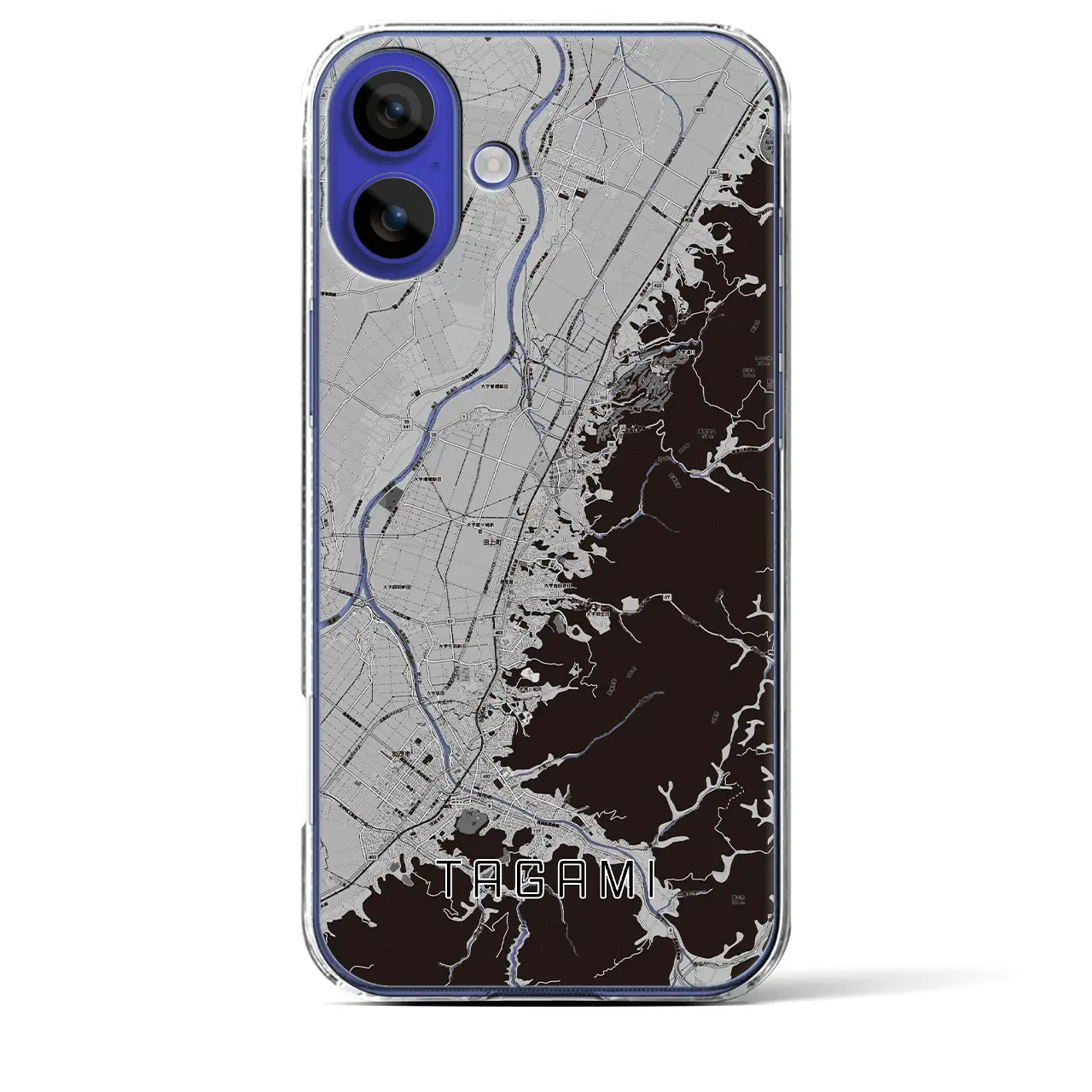 【田上（新潟県）】地図柄iPhoneケース（クリアタイプ）モノトーン・iPhone 16 Pro Max 用