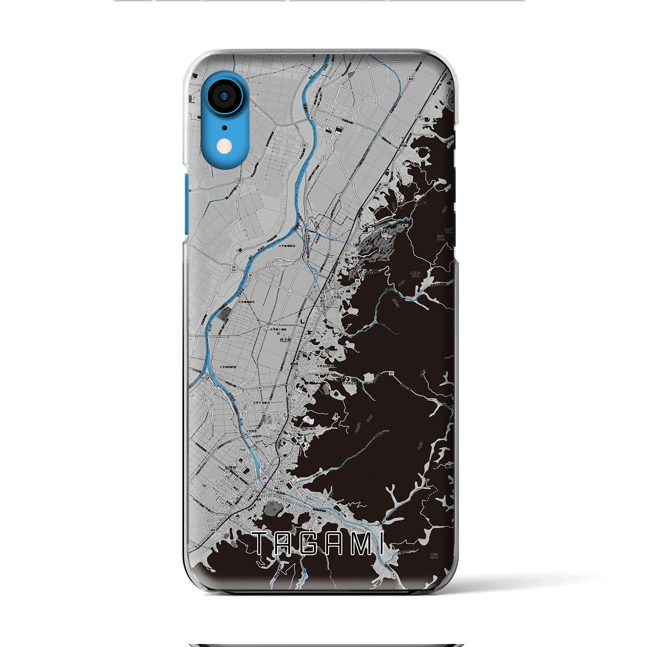 【田上（新潟県）】地図柄iPhoneケース（クリアタイプ）モノトーン・iPhone XR 用