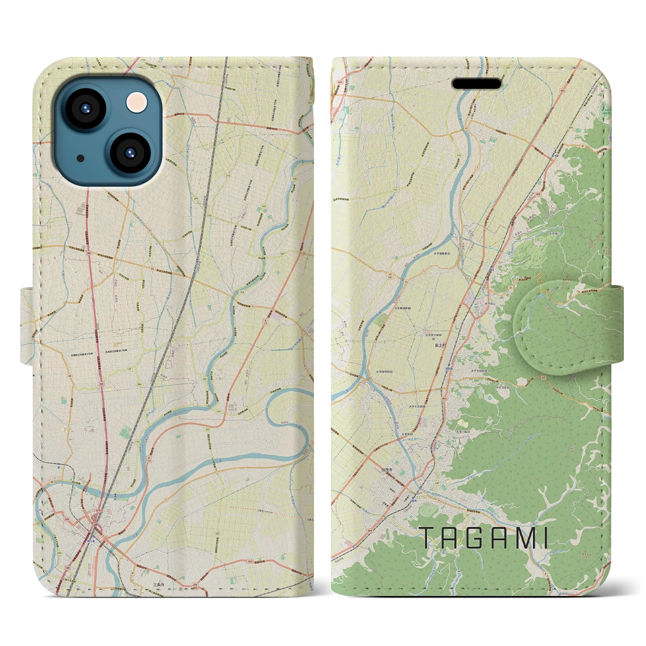 【田上（新潟県）】地図柄iPhoneケース（手帳タイプ）