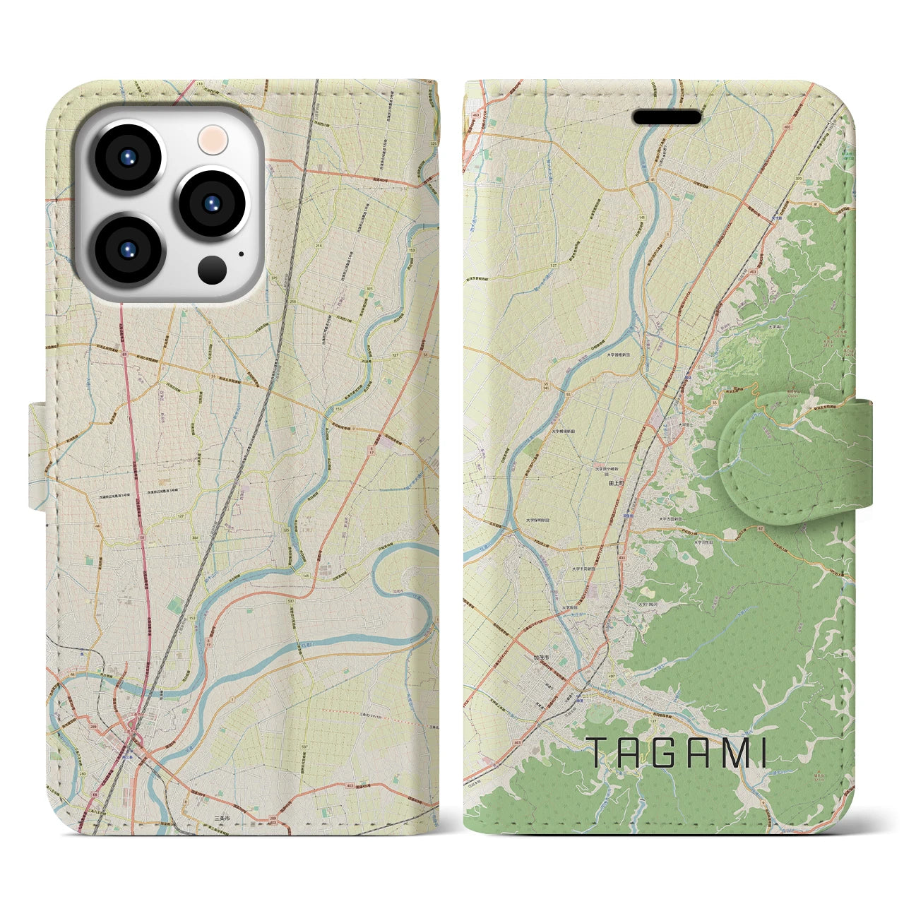 【田上（新潟県）】地図柄iPhoneケース（手帳タイプ）