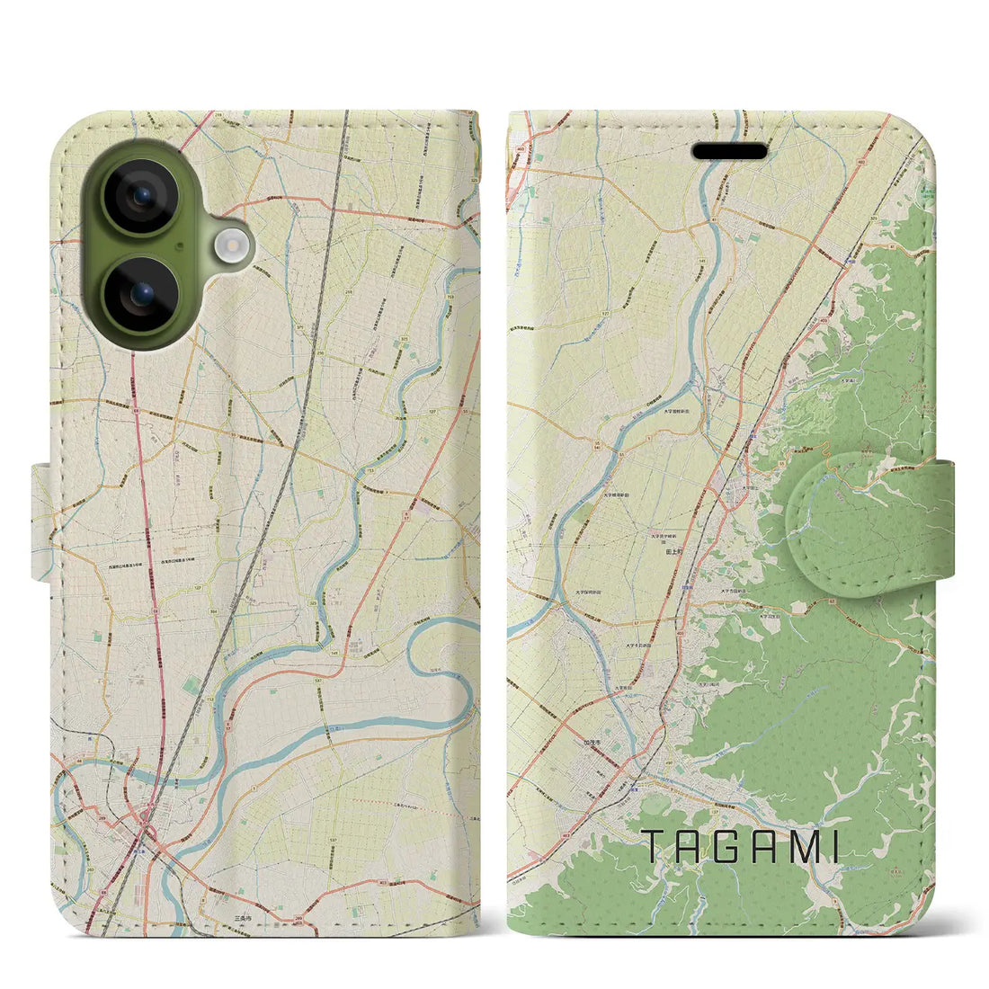 【田上（新潟県）】地図柄iPhoneケース（手帳タイプ）ナチュラル・iPhone 17 Pro Max 用