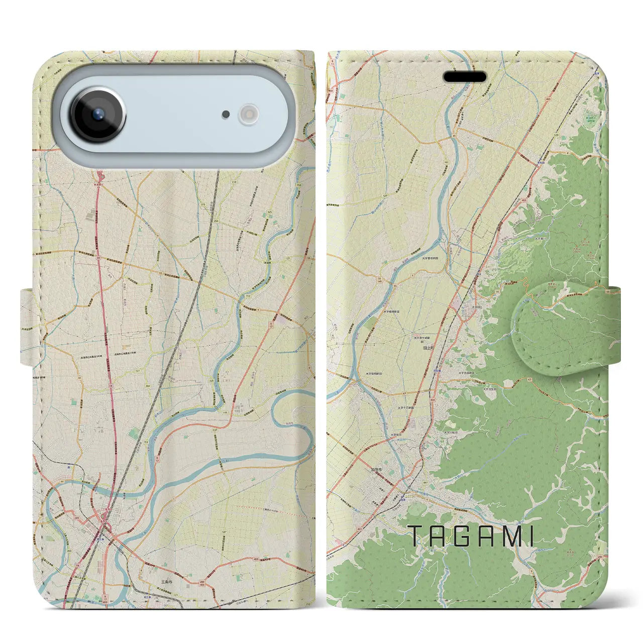 【田上（新潟県）】地図柄iPhoneケース（手帳タイプ）