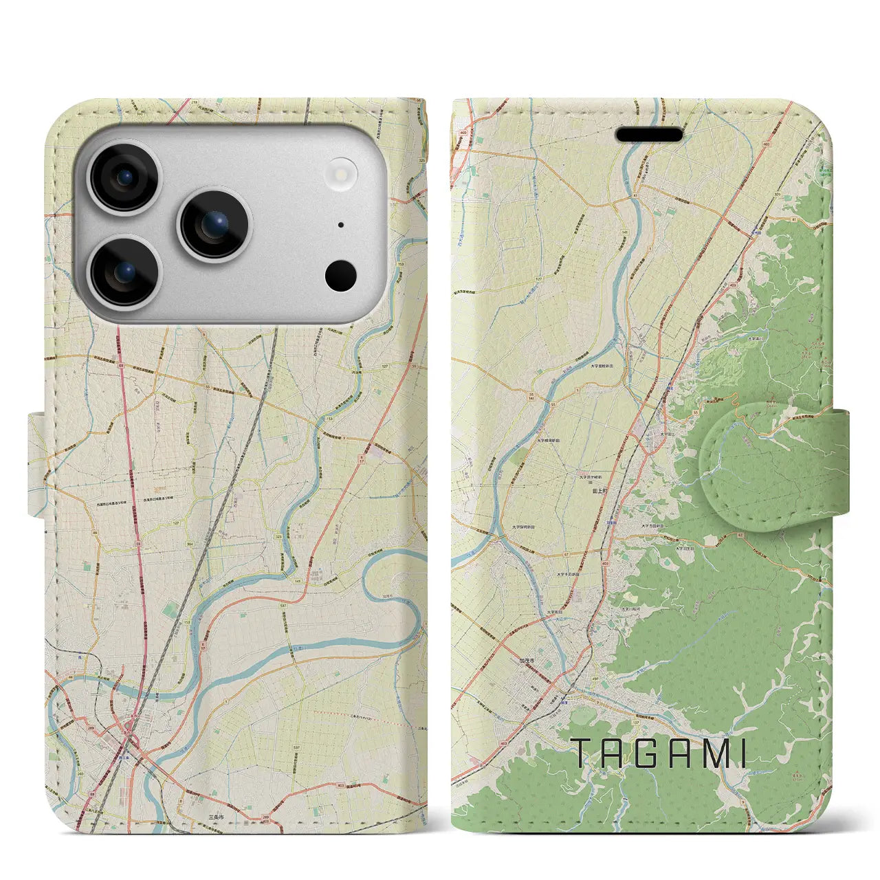 【田上（新潟県）】地図柄iPhoneケース（手帳タイプ）