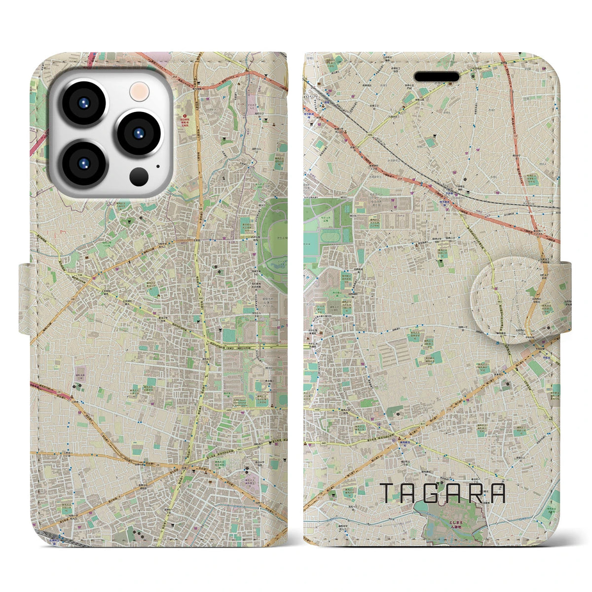 【田柄（東京都）】地図柄iPhoneケース（手帳タイプ）