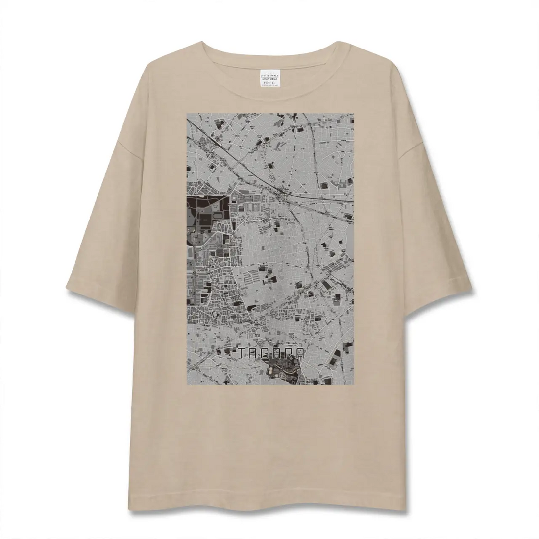 【田柄（東京都）】地図柄ビッグシルエットTシャツ