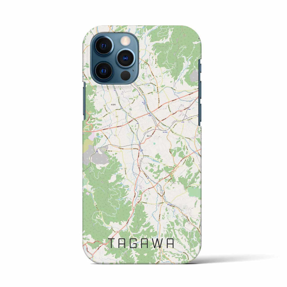 【田川（福岡県）】地図柄iPhoneケース（バックカバータイプ）ナチュラル・iPhone 12 / 12 Pro 用