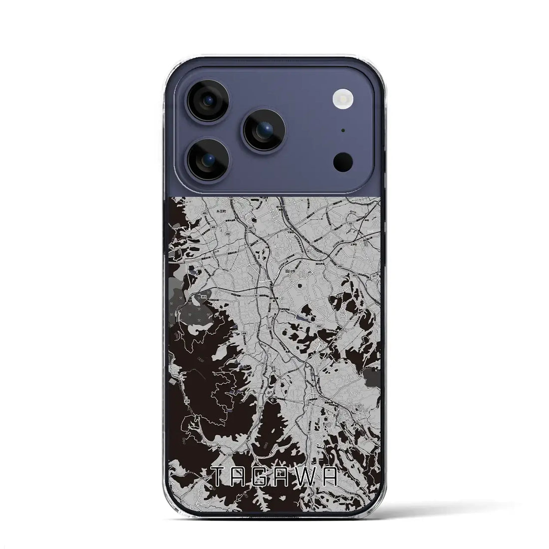 【田川（福岡県）】地図柄iPhoneケース（クリアタイプ）モノトーン・iPhone 17 Pro Max 用