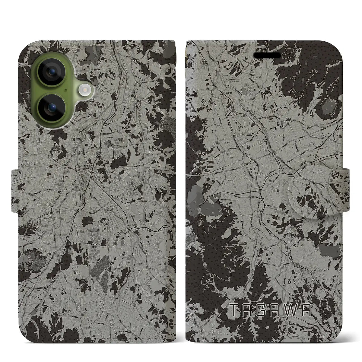 【田川（福岡県）】地図柄iPhoneケース（手帳タイプ）
