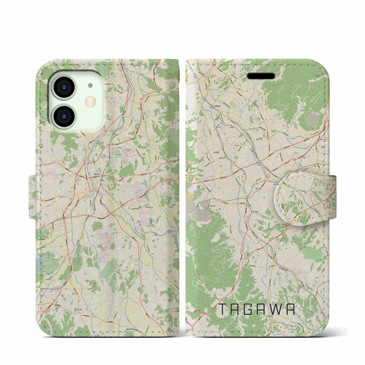 【田川（福岡県）】地図柄iPhoneケース（手帳タイプ）